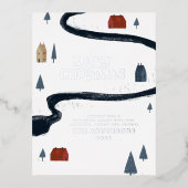 Traditionele elegante rustieke winter sneeuw Kerst Folie Feestdagen Briefkaart (Voorkant)