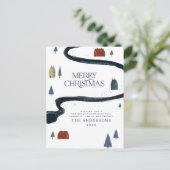 Traditionele elegante wintersneeuwkerst feestdagenkaart (Staand voorkant)