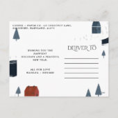 Traditionele elegante wintersneeuwkerst feestdagenkaart (Achterkant)