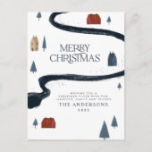 Traditionele elegante wintersneeuwkerst feestdagenkaart (Voorkant)