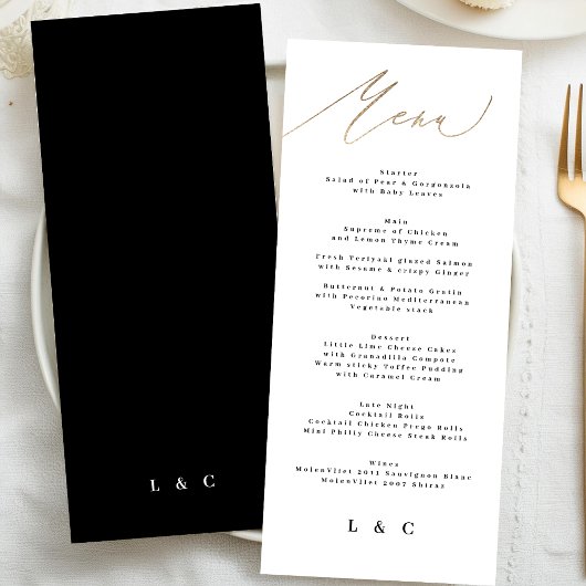Traditionele Elegante Zwart Goud Kalligrafie Bruil Menu