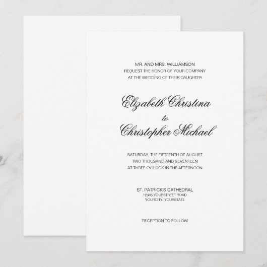 Traditionele elegantie in zwart-wit (w rcptn) kaart (Voorkant / Achterkant)