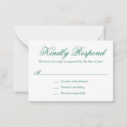 Traditionele Emerald Green formele mini bruiloft R Notitiekaartje (Voorkant)