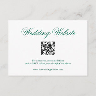 Traditionele Emerald Green formele QR-code bruilof Informatiekaartje