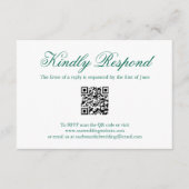 Traditionele Emerald Green formele QR-code bruilof RSVP Kaartje (Voorkant)