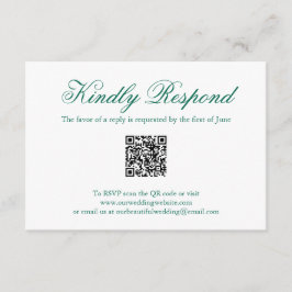 Traditionele Emerald Green formele QR-code bruilof RSVP Kaartje