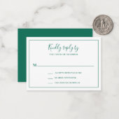 Traditionele Emerald Green Mini Wedding RSVP Kaart Notitiekaartje (Voorkant / Achterkant in situ)