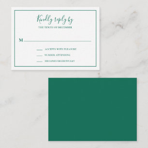 Traditionele Emerald Green Mini Wedding RSVP Kaart Notitiekaartje