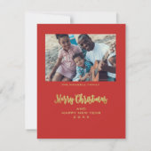 Traditionele en elegante gouden rode foto feestdagenkaart (Achterkant)