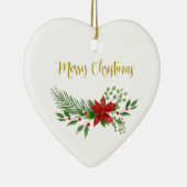 Traditionele en elegante kerstmis met Poinsettia Keramisch Ornament (Rechts)