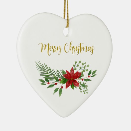 Traditionele en elegante kerstmis met Poinsettia Keramisch Ornament (Rechts)