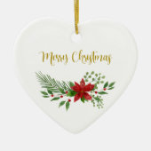 Traditionele en elegante kerstmis met Poinsettia Keramisch Ornament (Voorkant)