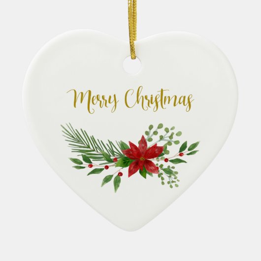 Traditionele en elegante kerstmis met Poinsettia Keramisch Ornament (Voorkant)
