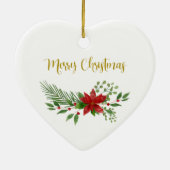 Traditionele en elegante kerstmis met Poinsettia Keramisch Ornament (Achterkant)