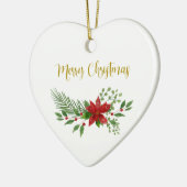 Traditionele en elegante kerstmis met Poinsettia Keramisch Ornament (Links)