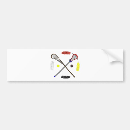 Traditionele en moderne Lacrosse stokken Bumpersticker (Voorkant)