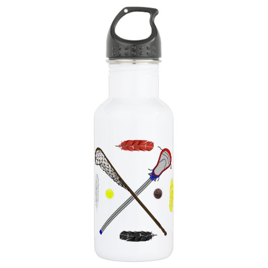 Traditionele en moderne Lacrosse stokken Waterfles (Voorkant)