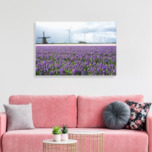 Traditionele en moderne windmolen in Holland canva Canvas Afdruk (Insitu (Woonkamer))