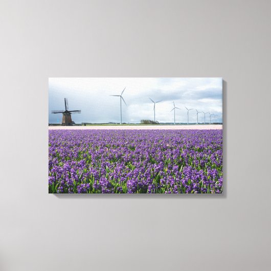 Traditionele en moderne windmolen in Holland canva Canvas Afdruk (Voorkant)
