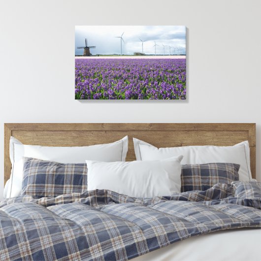 Traditionele en moderne windmolen in Holland canva Canvas Afdruk (Insitu (Slaapkamer))