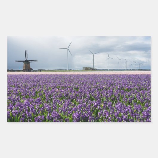 Traditionele en moderne windmolen in Holland stick Rechthoekige Sticker (Voorkant)