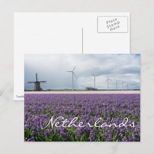 Traditionele en moderne windmolen, Nederland Briefkaart (Voorkant / Achterkant)