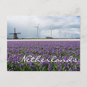 Traditionele en moderne windmolen, Nederland Briefkaart