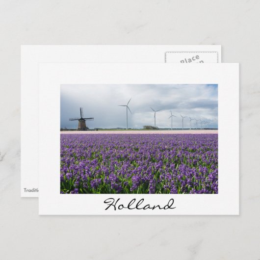 Traditionele en moderne windmolen, Nederlandse wit Briefkaart (Voorkant / Achterkant)