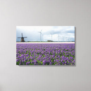 Traditionele en moderne windmolen op Nederlands ca Canvas Afdruk