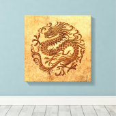 Traditionele  en versleten Chinese drakencirkel Canvas Afdruk (Insitu (Houten vloer))