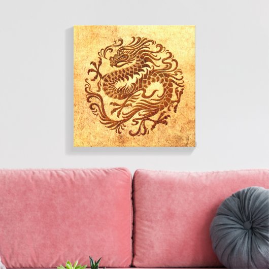 Traditionele  en versleten Chinese drakencirkel Canvas Afdruk (Insitu (Woonkamer))