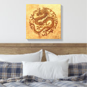 Traditionele  en versleten Chinese drakencirkel Canvas Afdruk (Insitu (Slaapkamer))