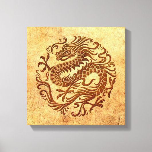 Traditionele  en versleten Chinese drakencirkel Canvas Afdruk (Voorkant)
