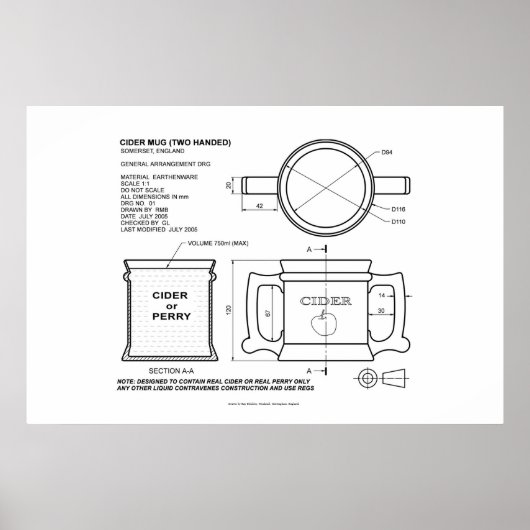 Traditionele Engelse ciderMok Poster (Voorkant)