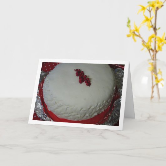 Traditionele Engelse decoratieve kerstcake Kaart (Gele Bloem)