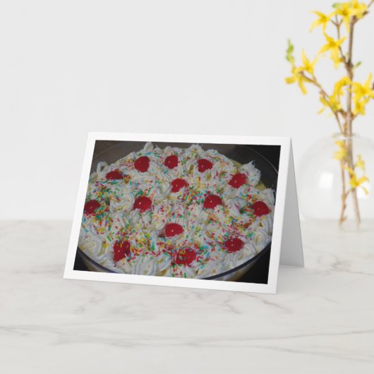 Traditionele Engelse Trifle Dessert keuken Kaart (Gele Bloem)