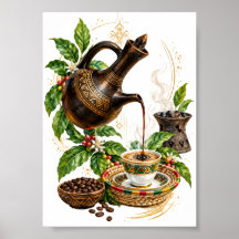Traditionele Ethiopische koffieceremonie wandkunst
