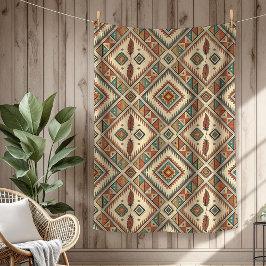 Traditionele etnische levendige Tribal veren bruin Fleece Deken