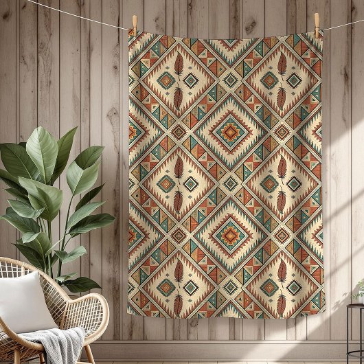 Traditionele etnische levendige Tribal veren bruin Fleece Deken