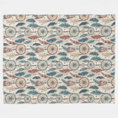 Traditionele etnische levendige tribale dromenvang fleece deken (Voorkant (Horizontaal))