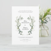 Traditionele eucalyptus groen Huwelijks QR Code Kaart (Staand voorkant)