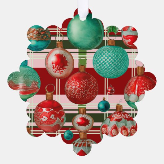 Traditionele familiefoto Rood Groen Plaid Vakantie Ornament Kaart (Achterkant)