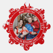 Traditionele familiefoto Rood Groen Plaid Vakantie Ornament Kaart (Voorkant)