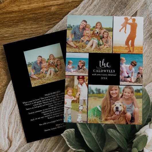 Traditionele familiefotocollage van het jaaroverzi feestdagenkaart