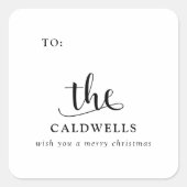 Traditionele familiekalligrafie kerstcadeaunaam vierkante sticker (Voorkant)