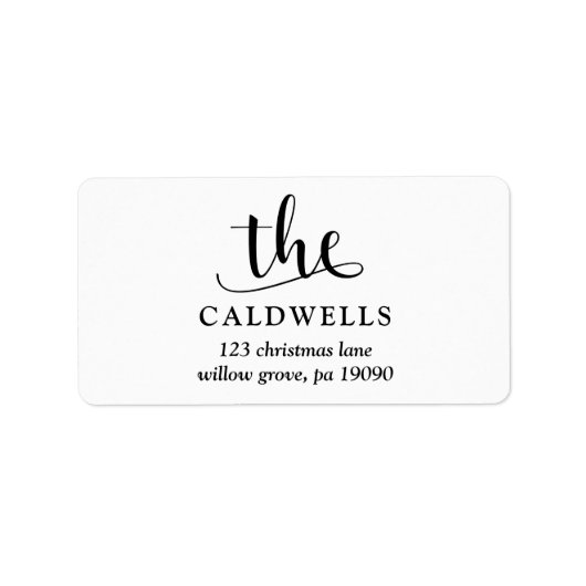Traditionele familiekalligrafie Witte Kerstmis Etiket (Voorkant)