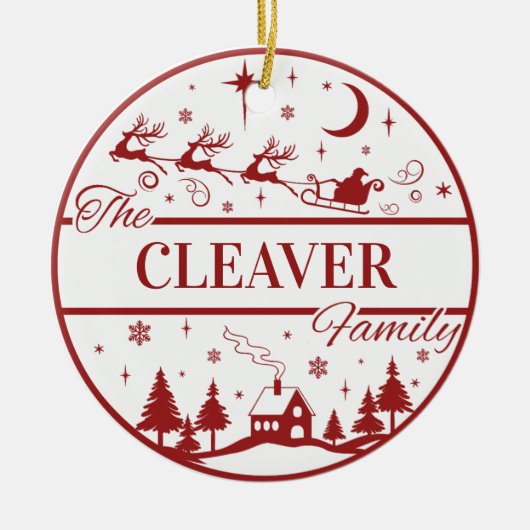 Traditionele familienaam Custom Keepsake Christmas Keramisch Ornament (Voorkant)