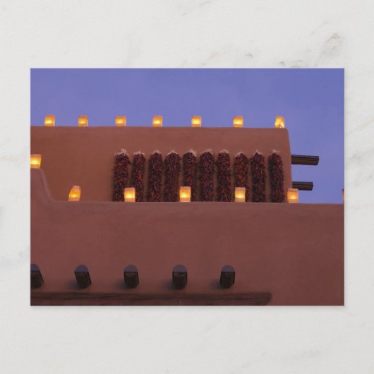 Traditionele farolitos verlichten adobe structuren briefkaart (Voorkant)
