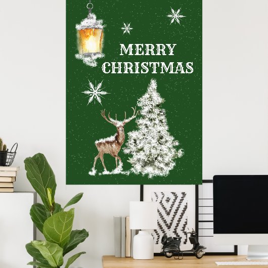 Traditionele feestelijke kerst poster (Thuiskantoor)