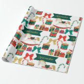 Traditionele feestelijke keukenspeelgoed kerst cadeaupapier (Uitgerold)